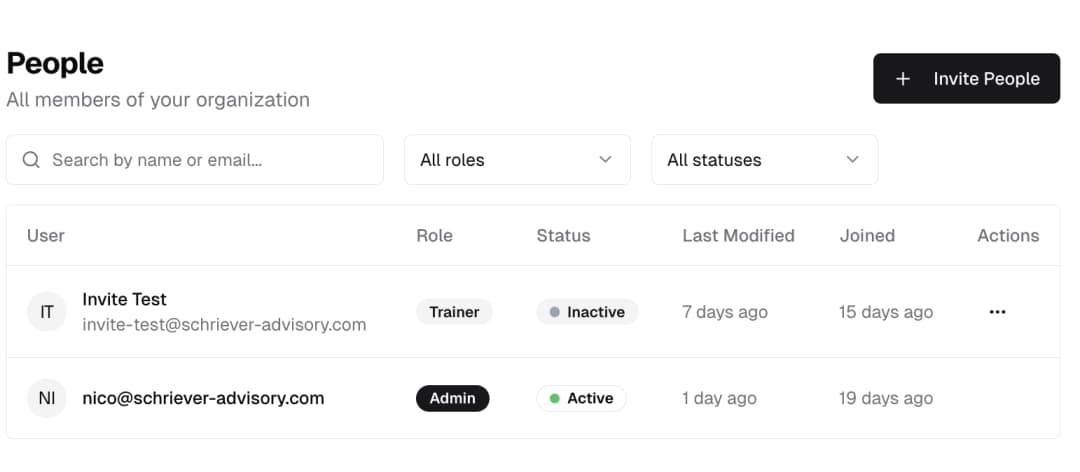 People page screenshot