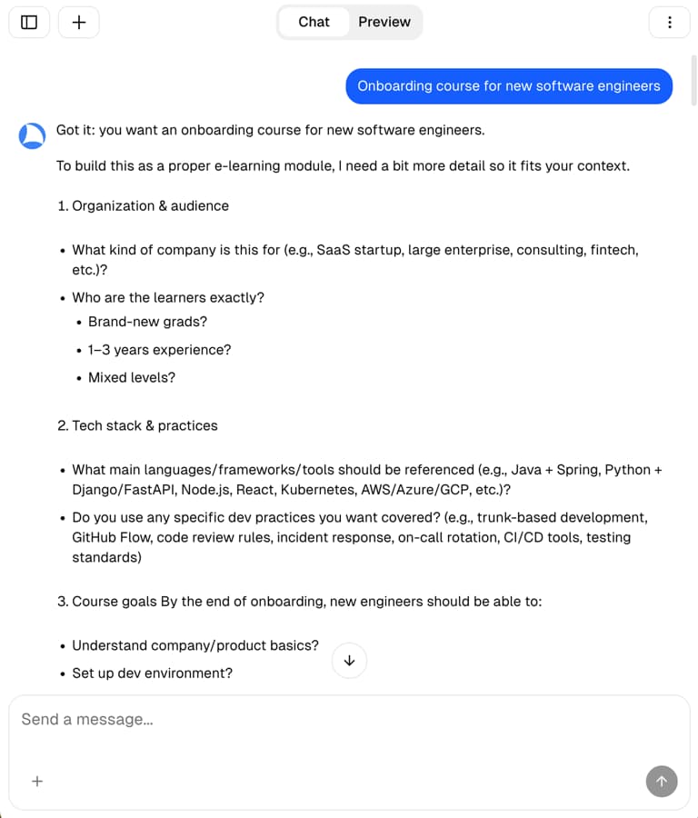 AI conversation creating a GDPR compliance training module
