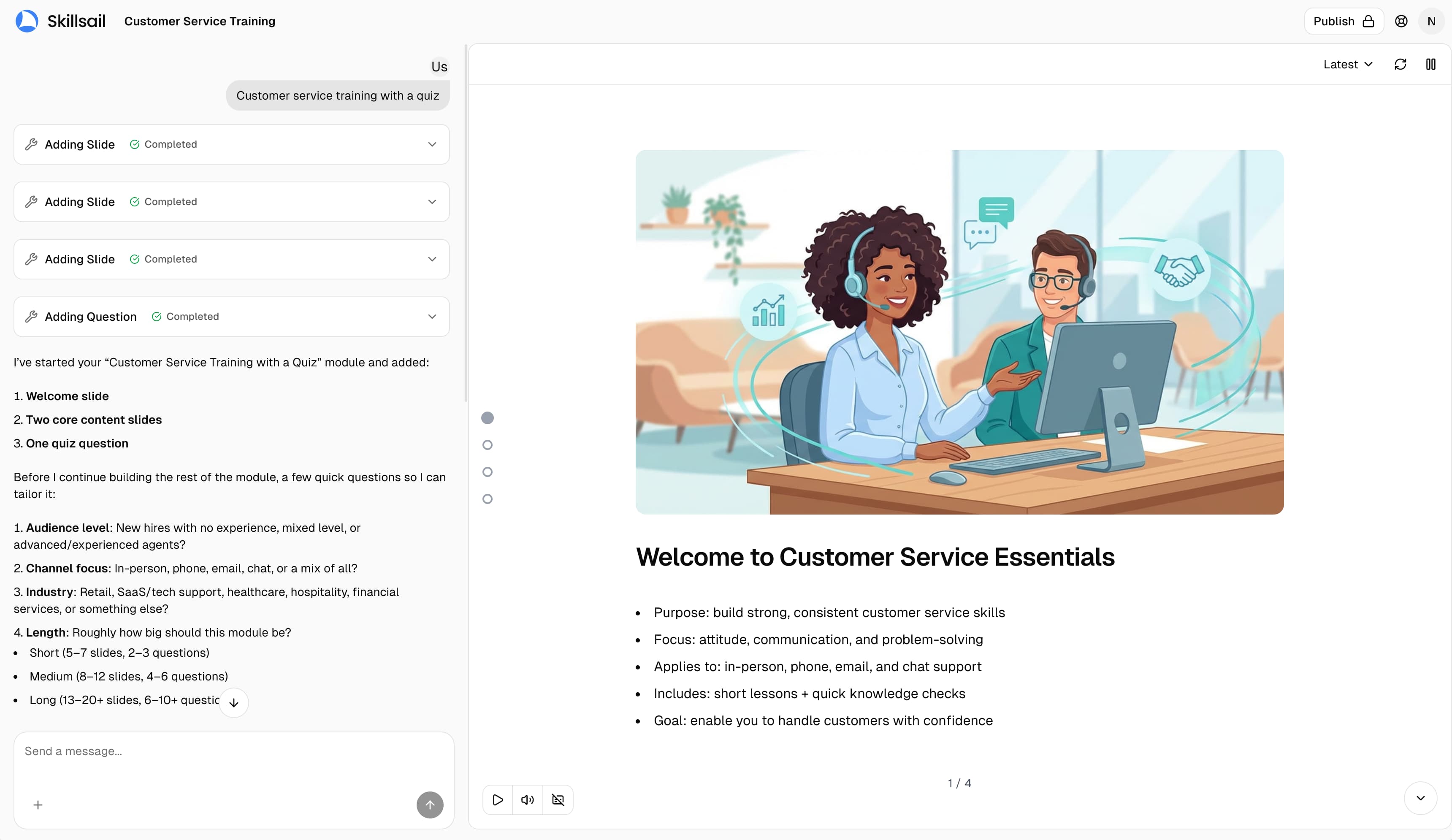AI conversation creating a GDPR compliance training module